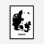 Plakat med Danmarkskort, danmark, dk, poster, plakat