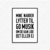 musikplakat, mine nanoer lytter til god musik