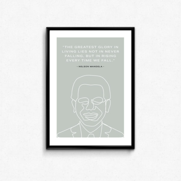"CITAT" PLAKAT Nelson Mandela”The greatest glory in living lies not in never falling, but in rising every time we fall.