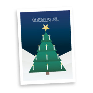 Glædelig jul kort, julekort, juletræ