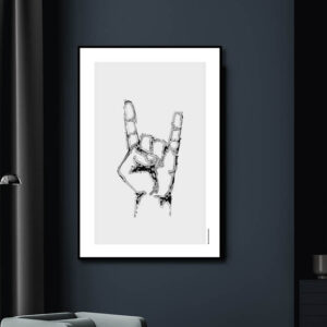 Rock håndtegn poster. Grafisk kunst. Art Print. Minimalistic Art.