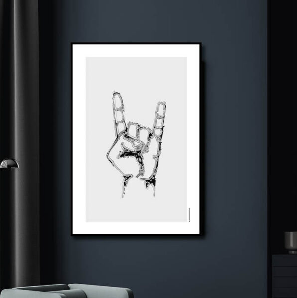 Rock håndtegn poster. Grafisk kunst. Art Print. Minimalistic Art.