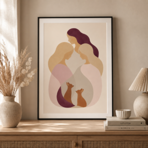 Personlig familieplakat i rolige nordiske nuancer